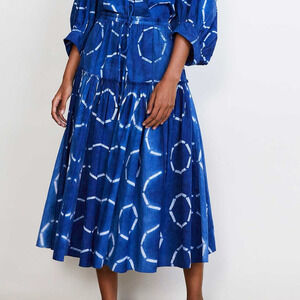 APIECE APART Shibori Dulca Skirt Casual Tie Dye Flare Midi Indigo Dye Size M